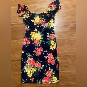 Full Circle floral off the shoulder dress
